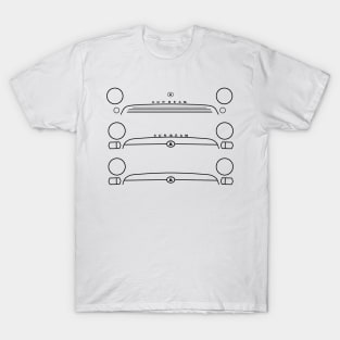 Sunbeam Alpine Series I-V classic British car evolution black outlines T-Shirt